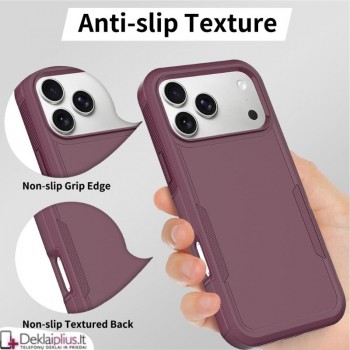 Dvisluoksnis guminis dėklas - bordo spalvos (Apple Iphone 17 Pro/18 Pro) Dvisluoksnis guminis dėklas - bordo spalvos (Apple Iphone 17 Pro/18 Pro)